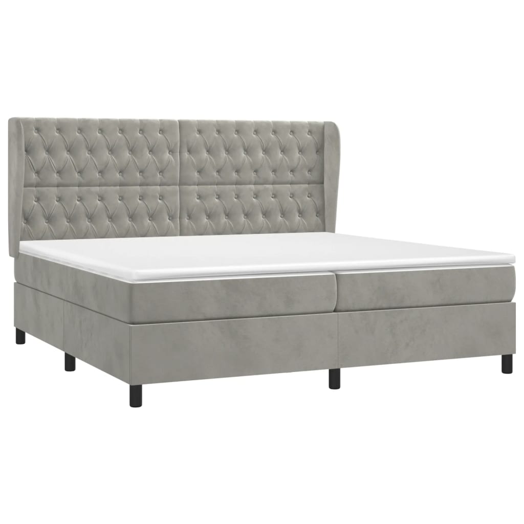 Giroletto a Molle con Materasso Grigio Chiaro 200x200cm Velluto | homemem39
