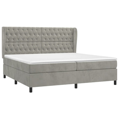 Giroletto a Molle con Materasso Grigio Chiaro 200x200cm Velluto | homemem39