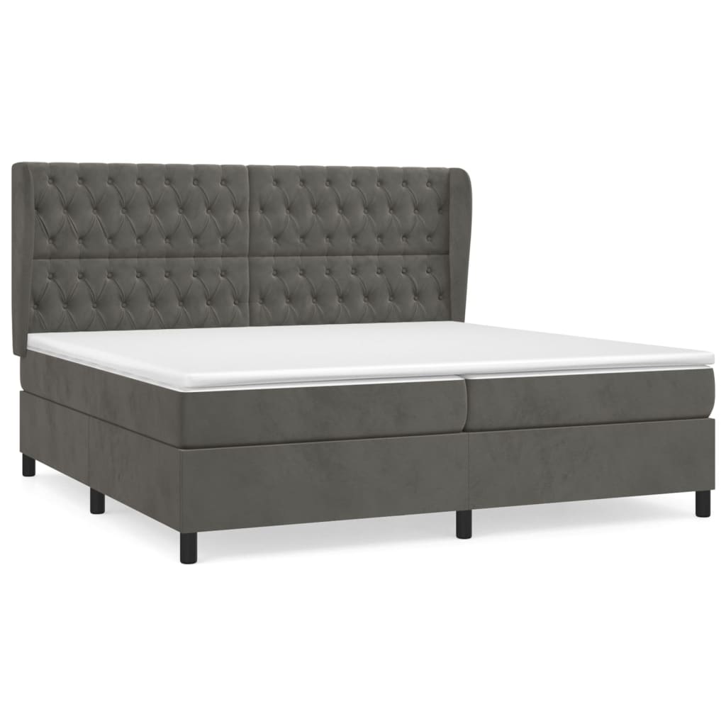 Giroletto a Molle con Materasso Grigio Scuro 200x200 cm Velluto | homemem39