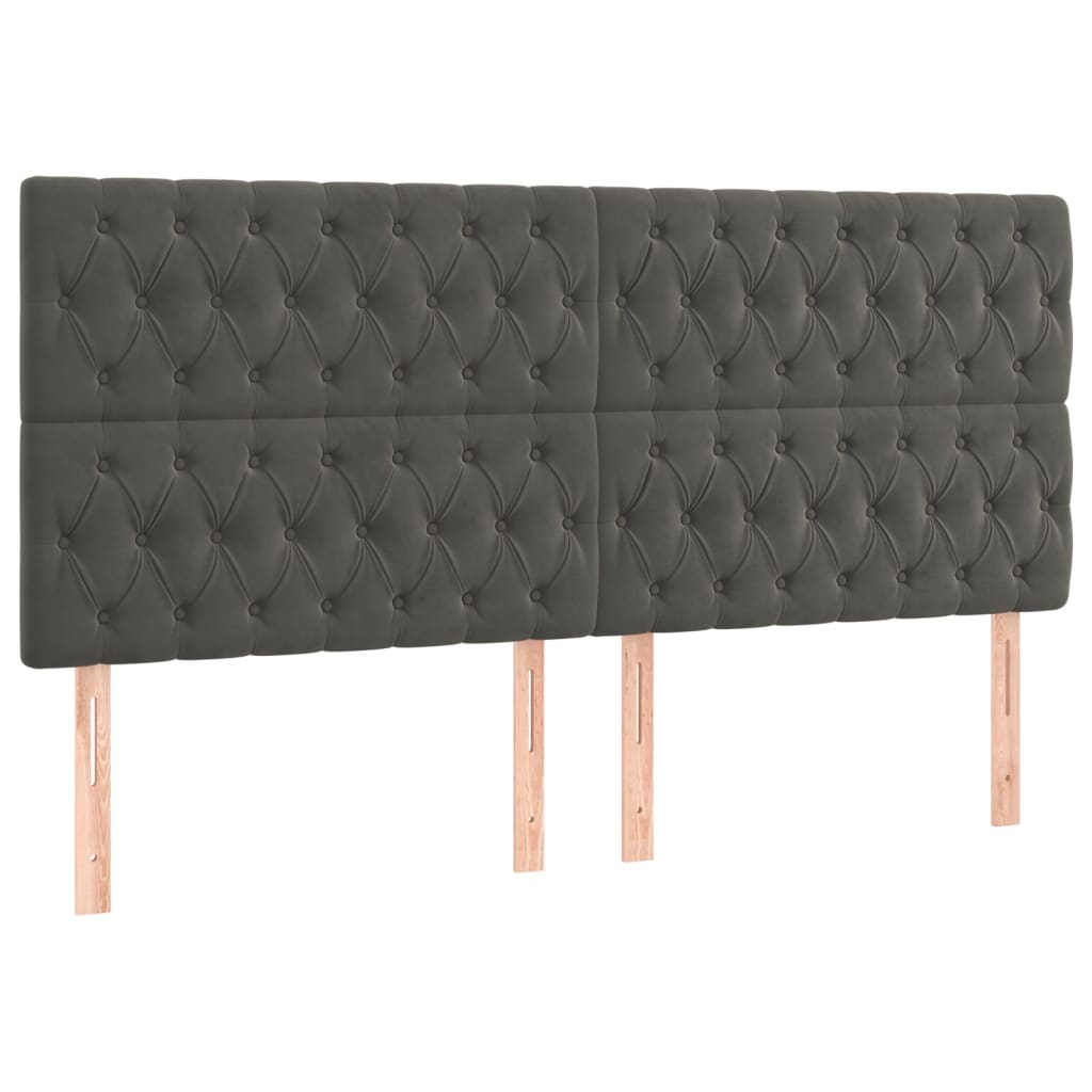 Giroletto a Molle con Materasso Grigio Scuro 200x200 cm Velluto | homemem39