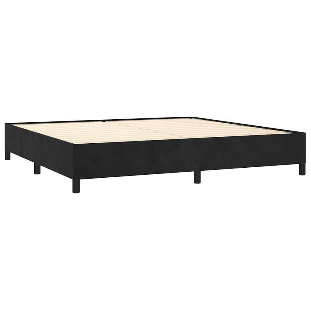 Giroletto a Molle con Materasso Nero 200x200 cm in Velluto