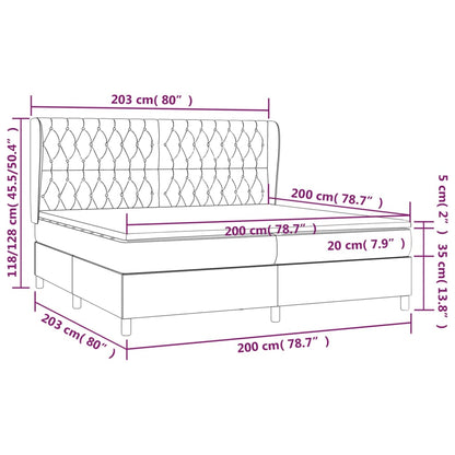Giroletto a Molle con Materasso Nero 200x200 cm in Velluto | homemem39