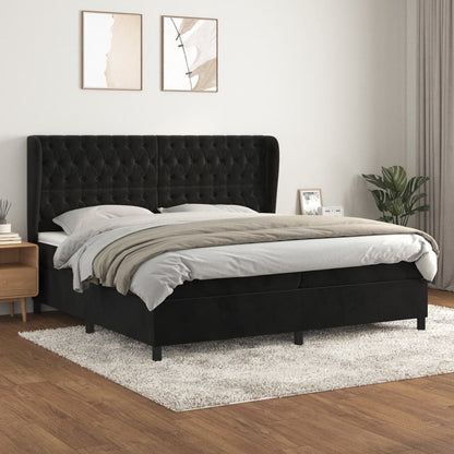 Giroletto a Molle con Materasso Nero 200x200 cm in Velluto | homemem39