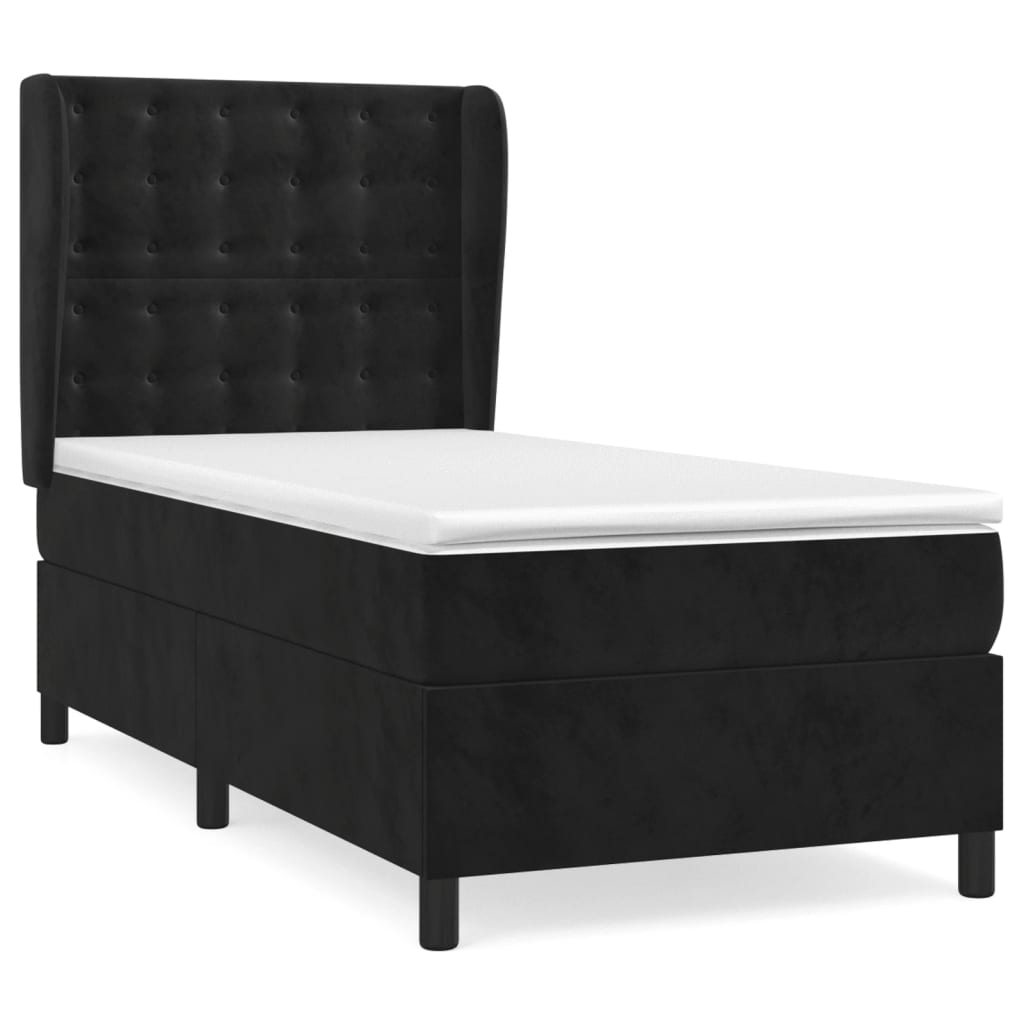 Giroletto a Molle con Materasso Nero 80x200 cm in Velluto | homemem39