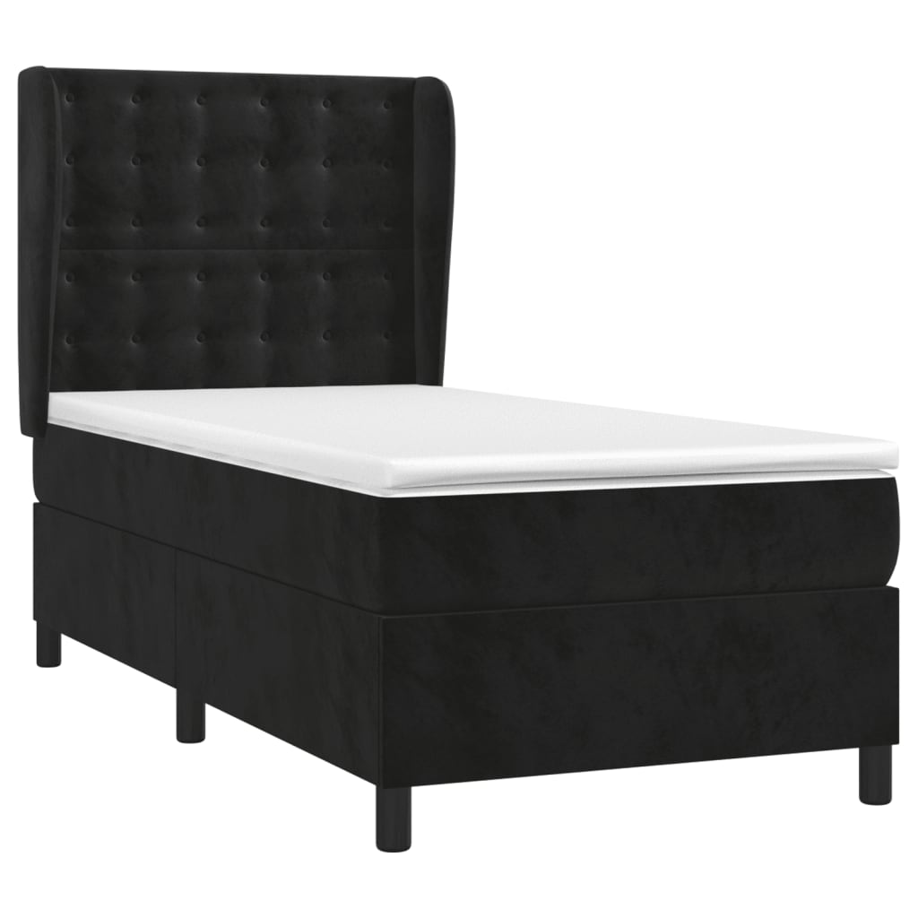 Giroletto a Molle con Materasso Nero 80x200 cm in Velluto | homemem39
