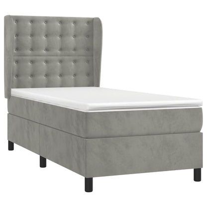 Giroletto a Molle con Materasso Grigio Chiaro 90x190 cm Velluto | homemem39