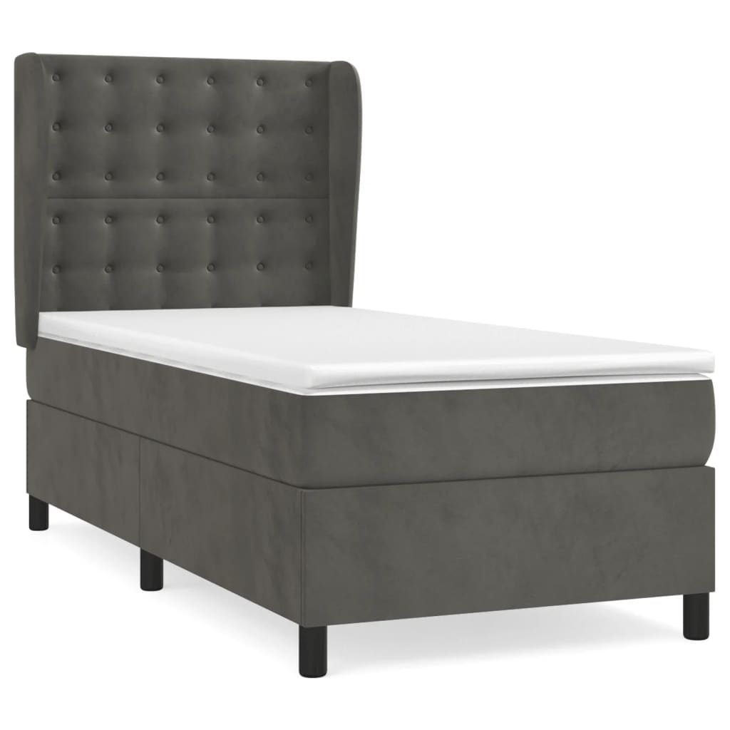 Giroletto a Molle con Materasso Grigio Scuro 90x190 cm Velluto | homemem39