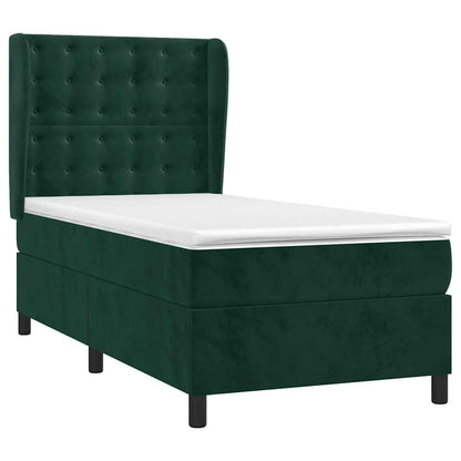 Giroletto a Molle con Materasso Verde Scuro 90x190 cm Velluto
