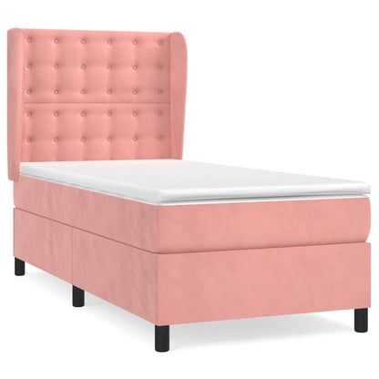 Giroletto a Molle con Materasso Rosa 90x190 cm in Velluto | homemem39