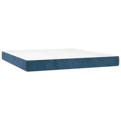 Spring bed frame with dark blue mattress 90x200 cm in velvet