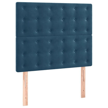 Spring bed frame with dark blue mattress 90x200 cm in velvet