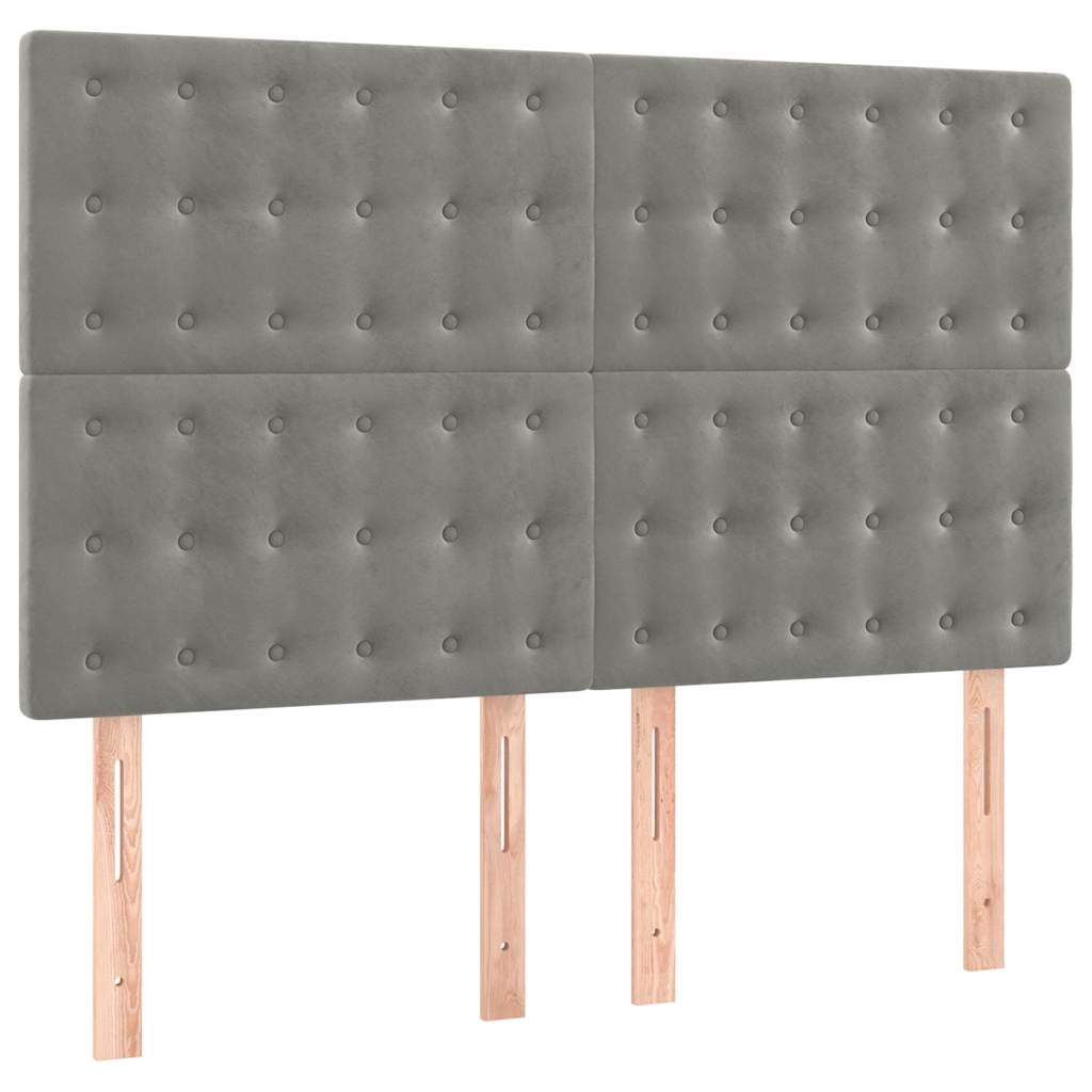 Giroletto a Molle con Materasso Grigio Chiaro 140x190cm Velluto