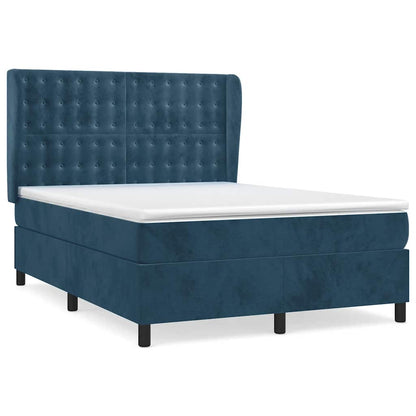 Giroletto a Molle con Materasso Blu Scuro 140x190 cm in Velluto | homemem39