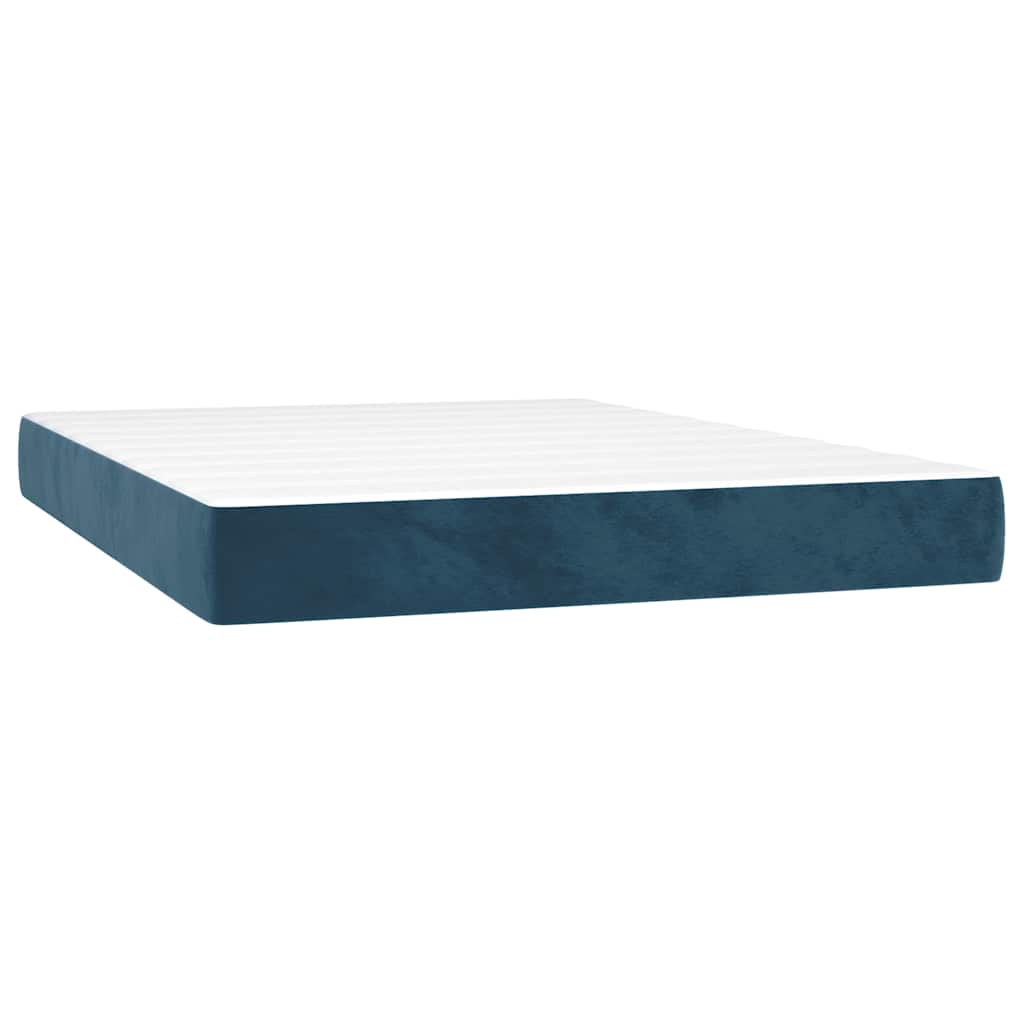 Giroletto a Molle con Materasso Blu Scuro 140x190 cm in Velluto | homemem39