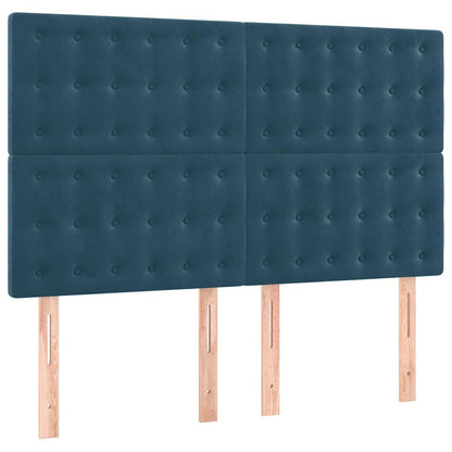Giroletto a Molle con Materasso Blu Scuro 140x190 cm in Velluto | homemem39