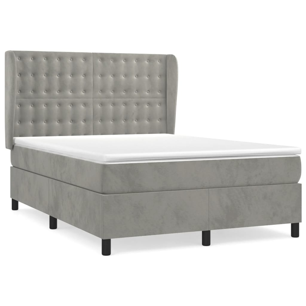Giroletto a Molle con Materasso Grigio Chiaro 140x200cm Velluto | homemem39