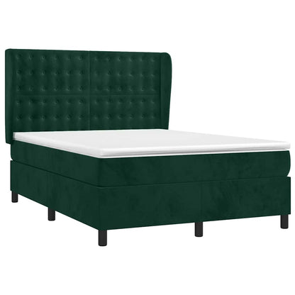 Giroletto a Molle con Materasso Verde Scuro 140x200 cm Velluto | homemem39