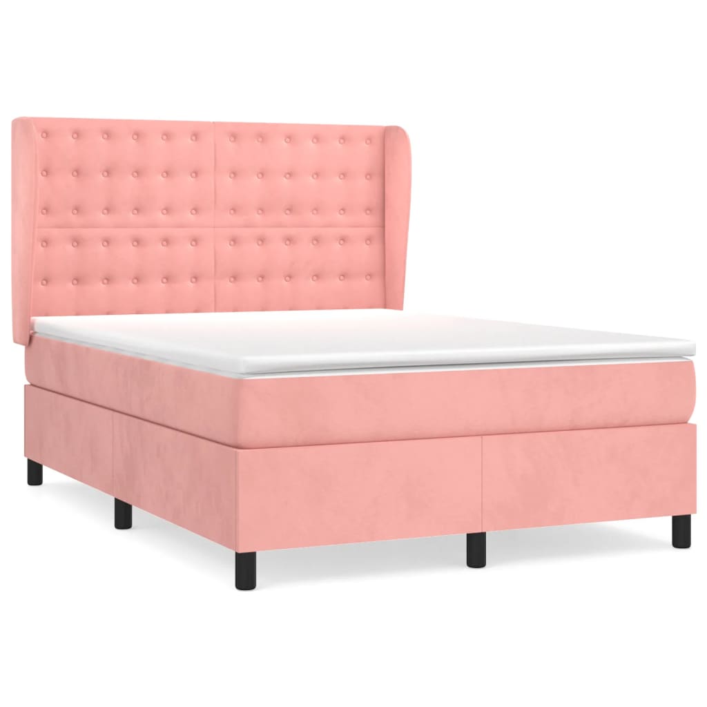 Giroletto a Molle con Materasso Rosa 140x200 cm in Velluto | homemem39