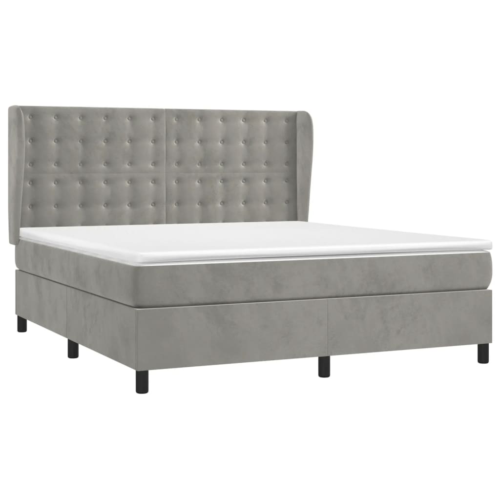 Giroletto a Molle con Materasso Grigio Chiaro 160x200cm Velluto | homemem39