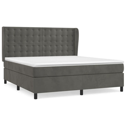 Giroletto a Molle con Materasso Grigio Scuro 160x200 cm Velluto | homemem39
