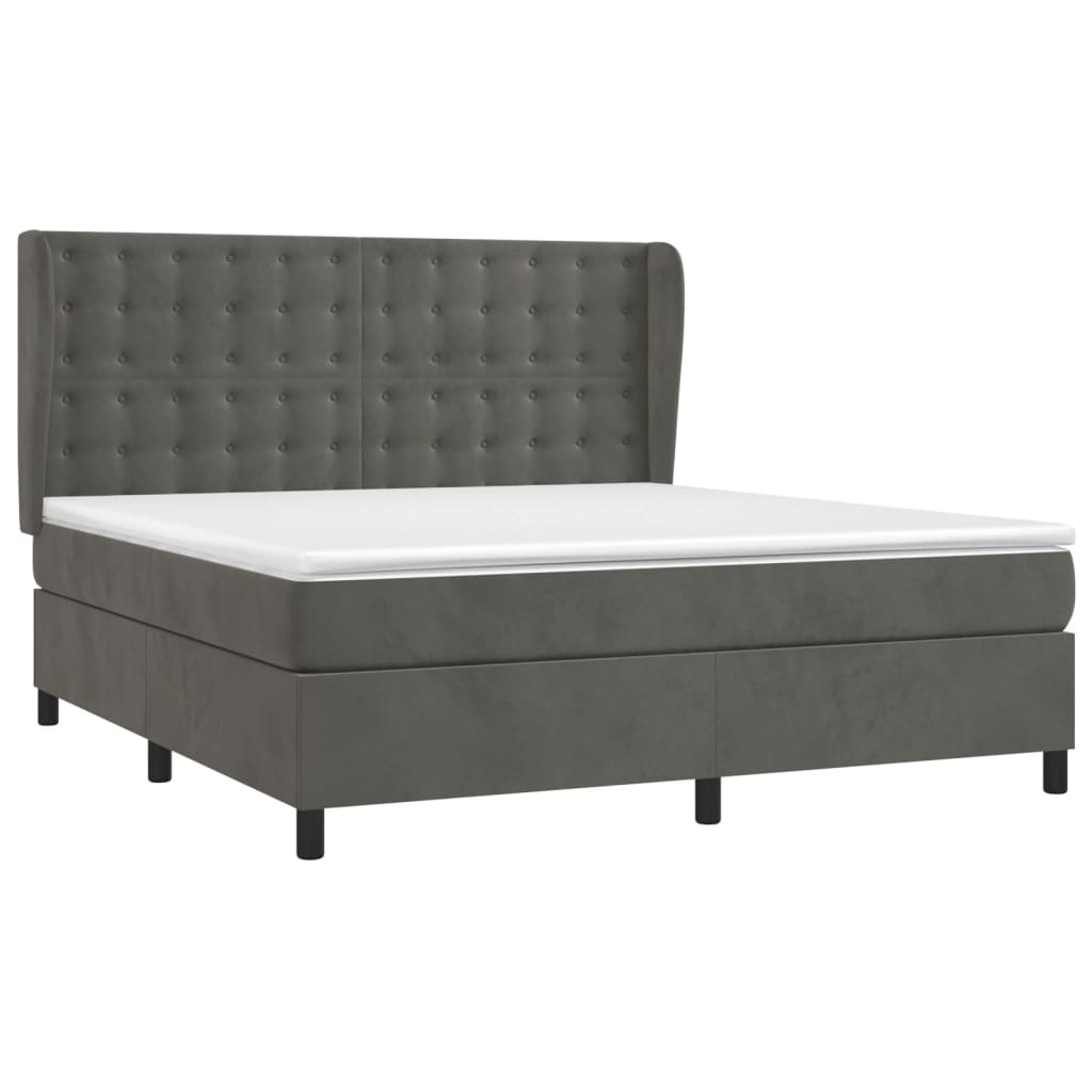 Giroletto a Molle con Materasso Grigio Scuro 160x200 cm Velluto | homemem39