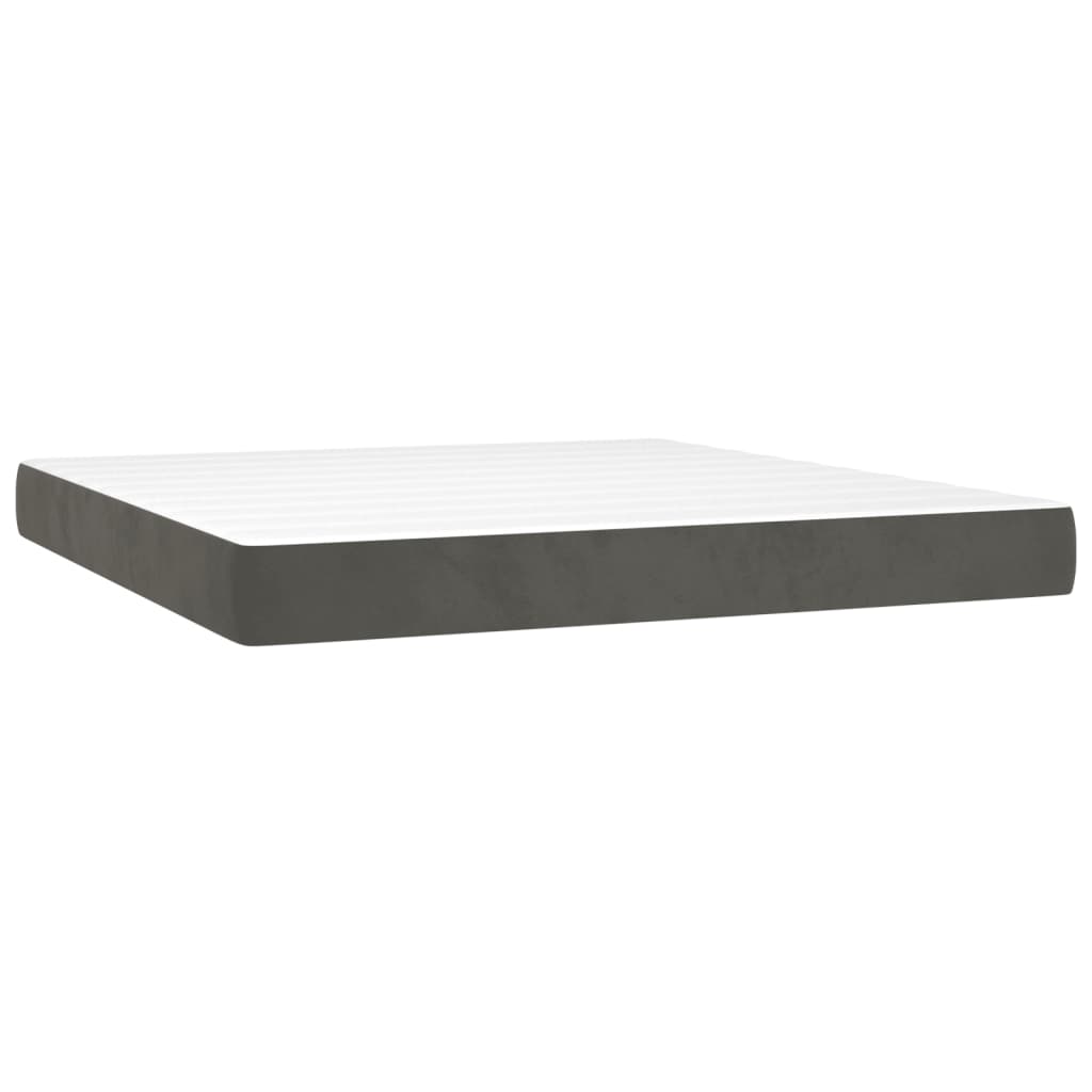 Giroletto a Molle con Materasso Grigio Scuro 160x200 cm Velluto | homemem39