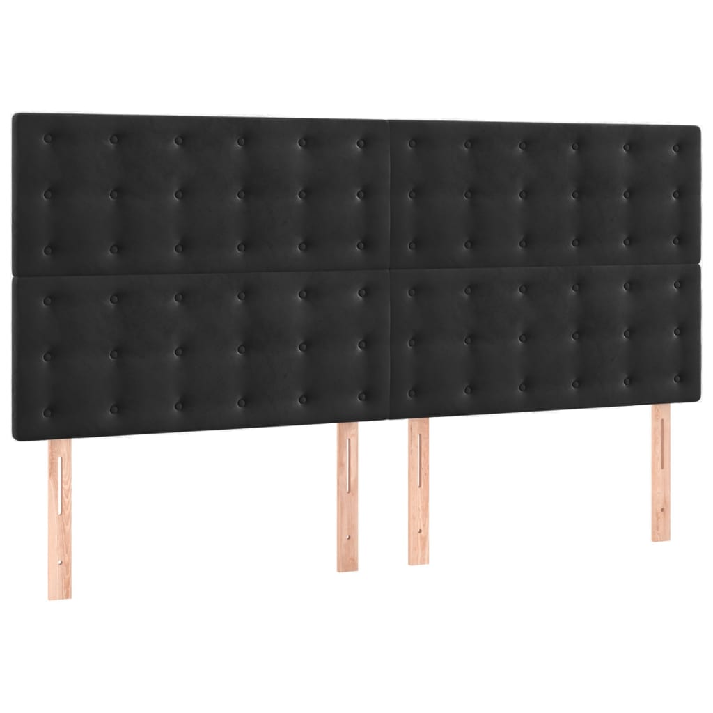 Giroletto a Molle con Materasso Nero 160x200 cm in Velluto | homemem39
