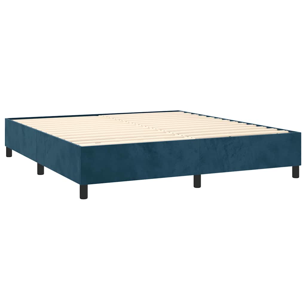 Giroletto a Molle con Materasso Blu Scuro 160x200 cm in Velluto