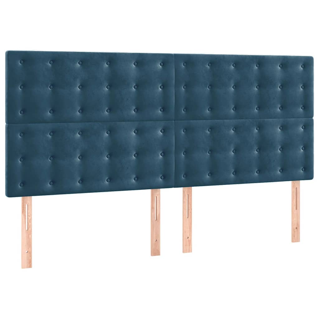 Giroletto a Molle con Materasso Blu Scuro 160x200 cm in Velluto