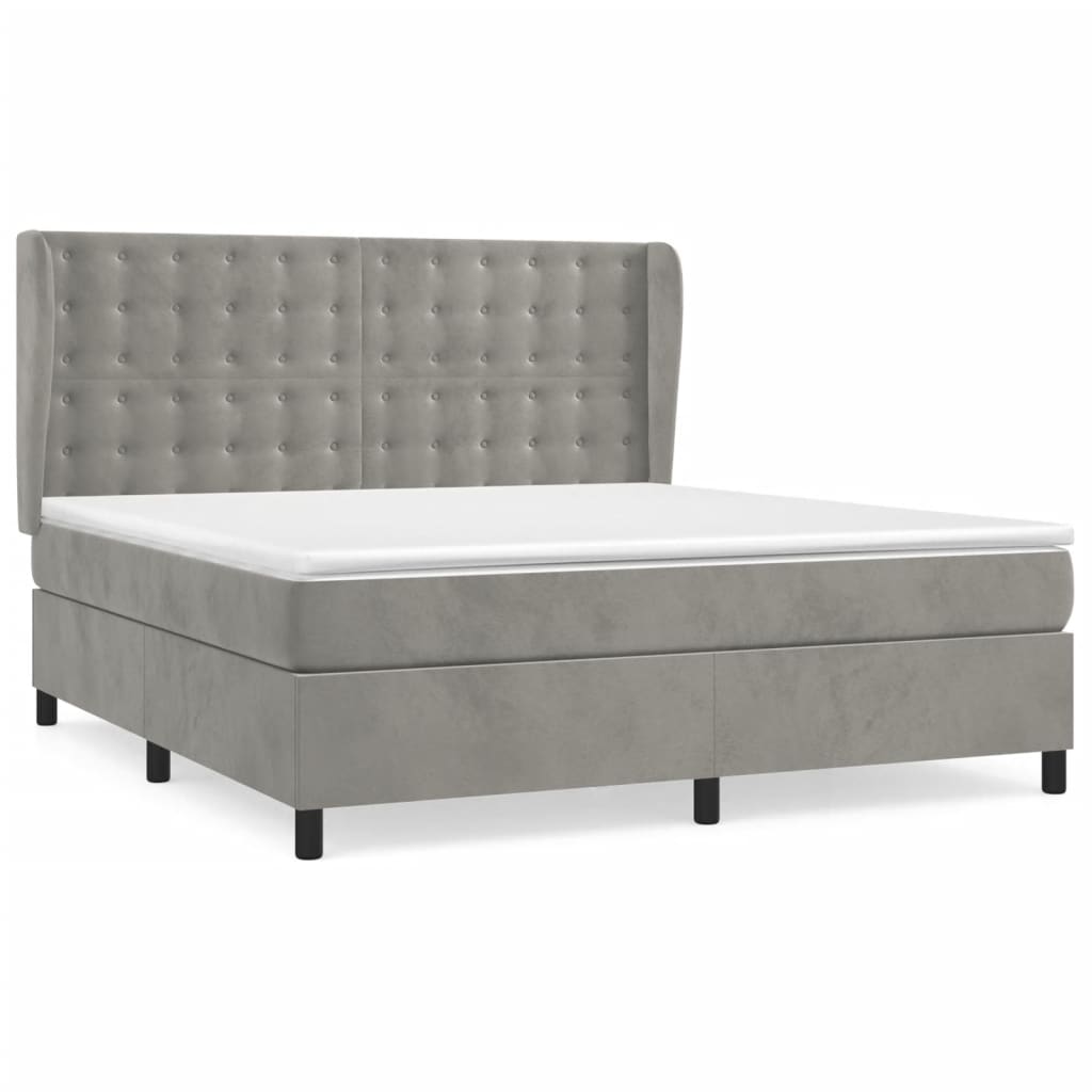 Giroletto a Molle con Materasso Grigio Chiaro 180x200cm Velluto | homemem39