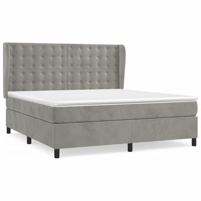 Giroletto a Molle con Materasso Grigio Chiaro 180x200cm Velluto | homemem39