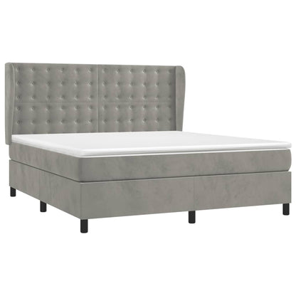 Giroletto a Molle con Materasso Grigio Chiaro 180x200cm Velluto | homemem39