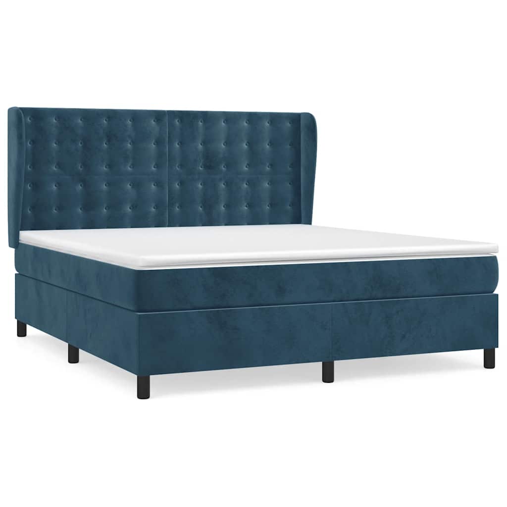 Giroletto a Molle con Materasso Blu Scuro 180x200 cm in Velluto | homemem39