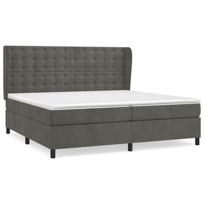 Giroletto a Molle con Materasso Grigio Scuro 200x200 cm Velluto | homemem39