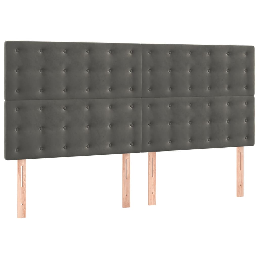 Giroletto a Molle con Materasso Grigio Scuro 200x200 cm Velluto | homemem39