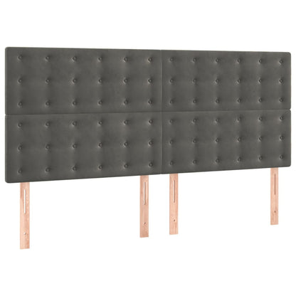 Giroletto a Molle con Materasso Grigio Scuro 200x200 cm Velluto | homemem39
