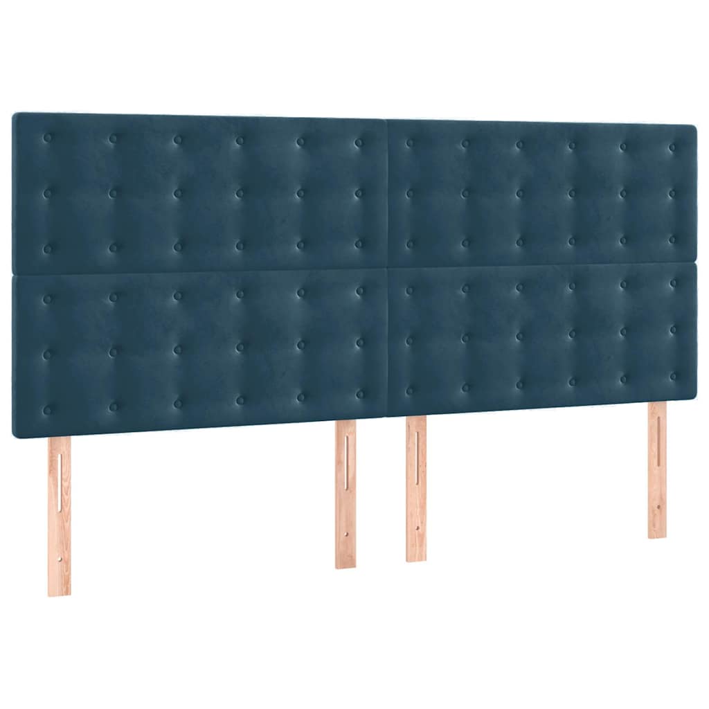 Giroletto a Molle con Materasso Blu Scuro 200x200 cm in Velluto