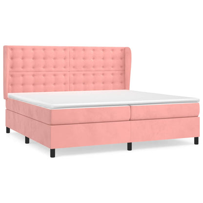 Giroletto a Molle con Materasso Rosa 200x200 cm in Velluto | homemem39