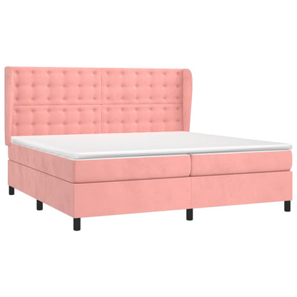Giroletto a Molle con Materasso Rosa 200x200 cm in Velluto | homemem39
