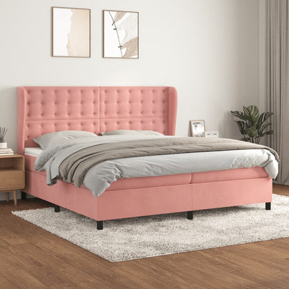 Giroletto a Molle con Materasso Rosa 200x200 cm in Velluto | homemem39