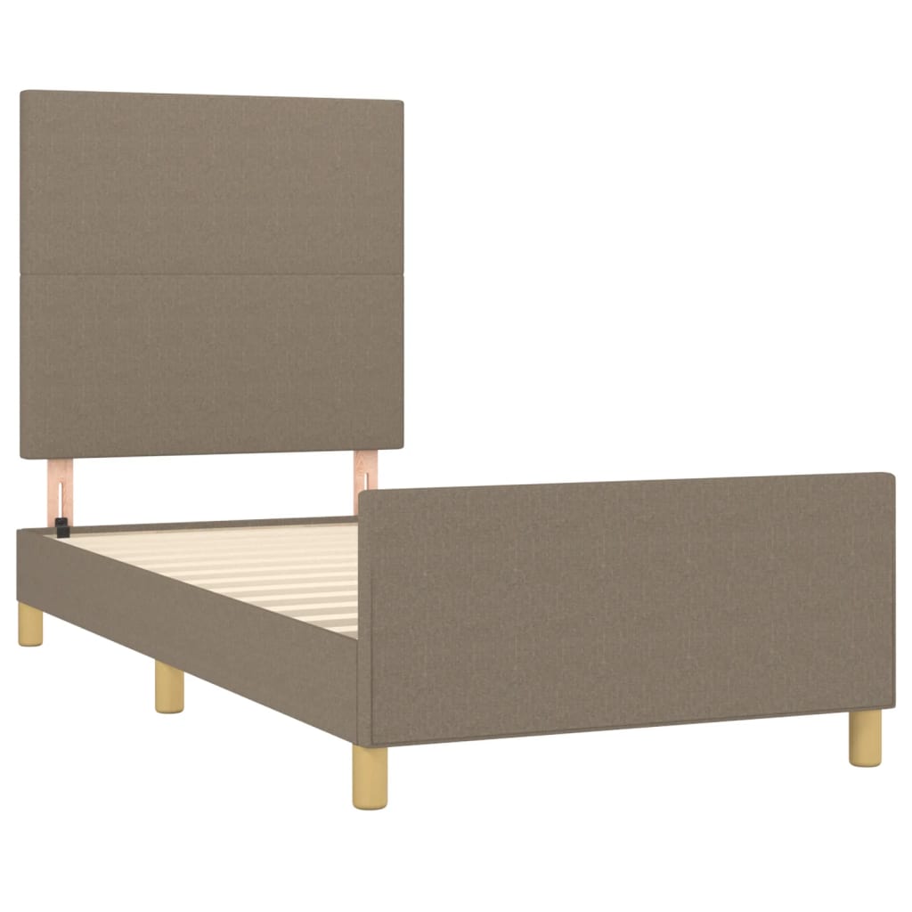 Bed frame with dove gray headboard 90x190 cm in fabric