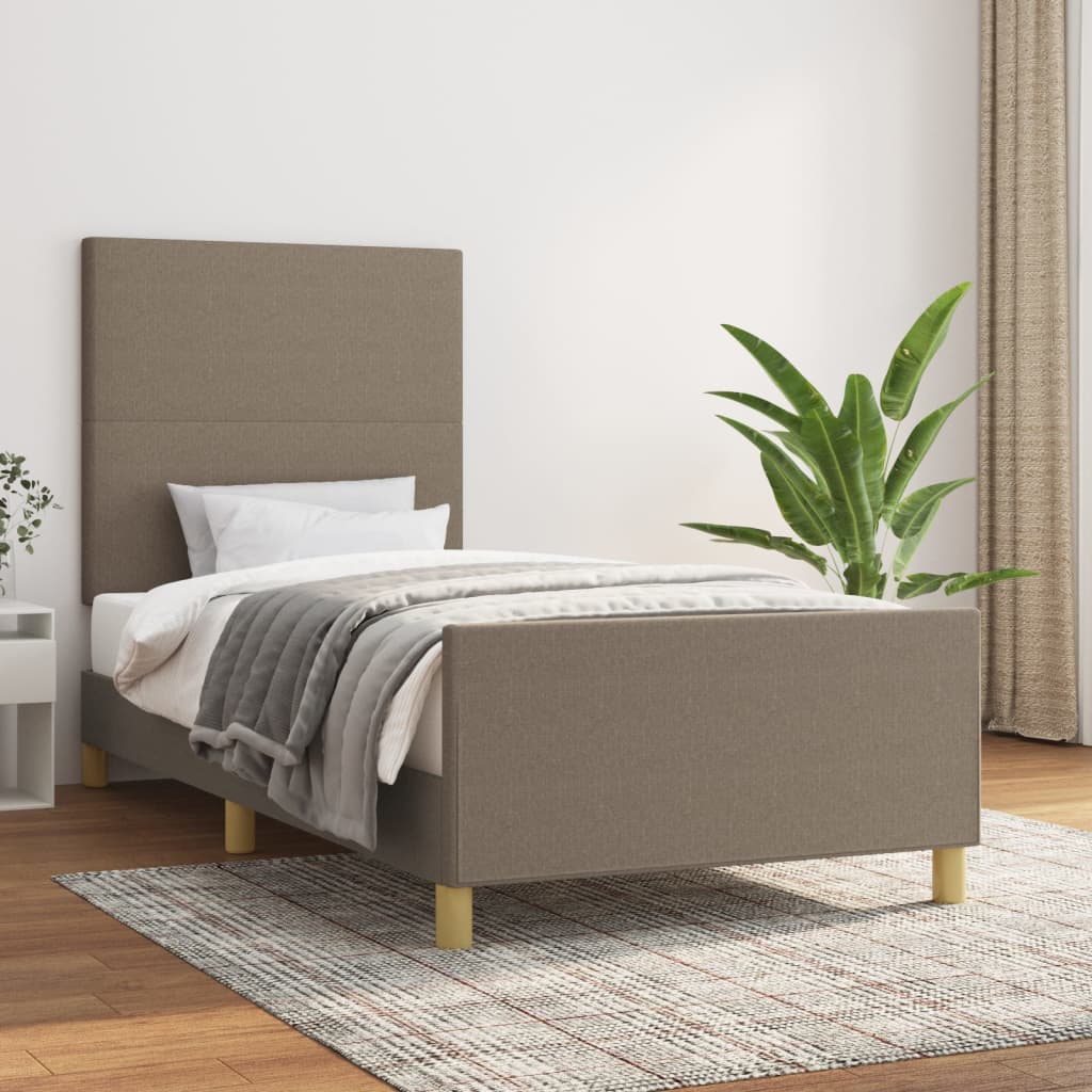 Bed frame with dove gray headboard 90x190 cm in fabric