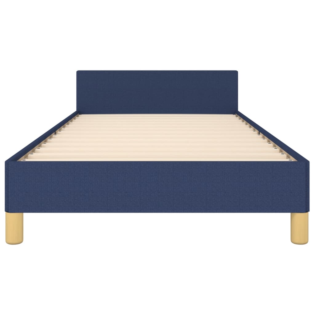 Bed frame with blue headboard 90x190 cm in fabric