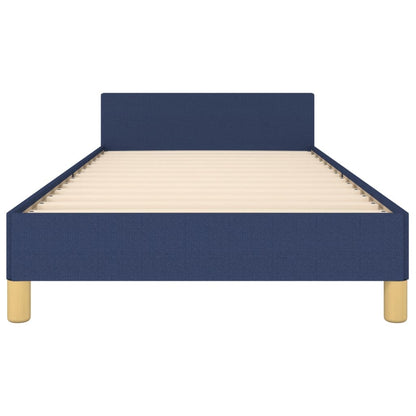 Bed frame with blue headboard 90x190 cm in fabric