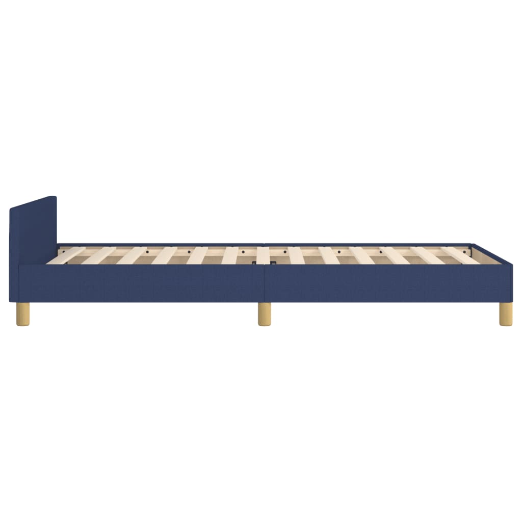 Bed frame with blue headboard 90x190 cm in fabric