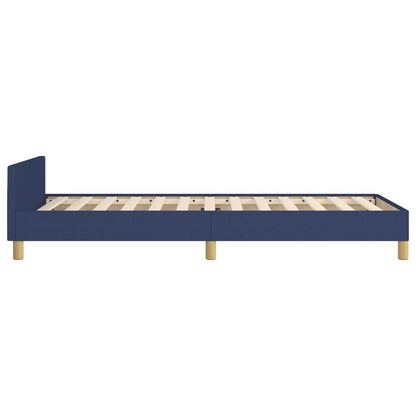 Bed frame with blue headboard 90x190 cm in fabric