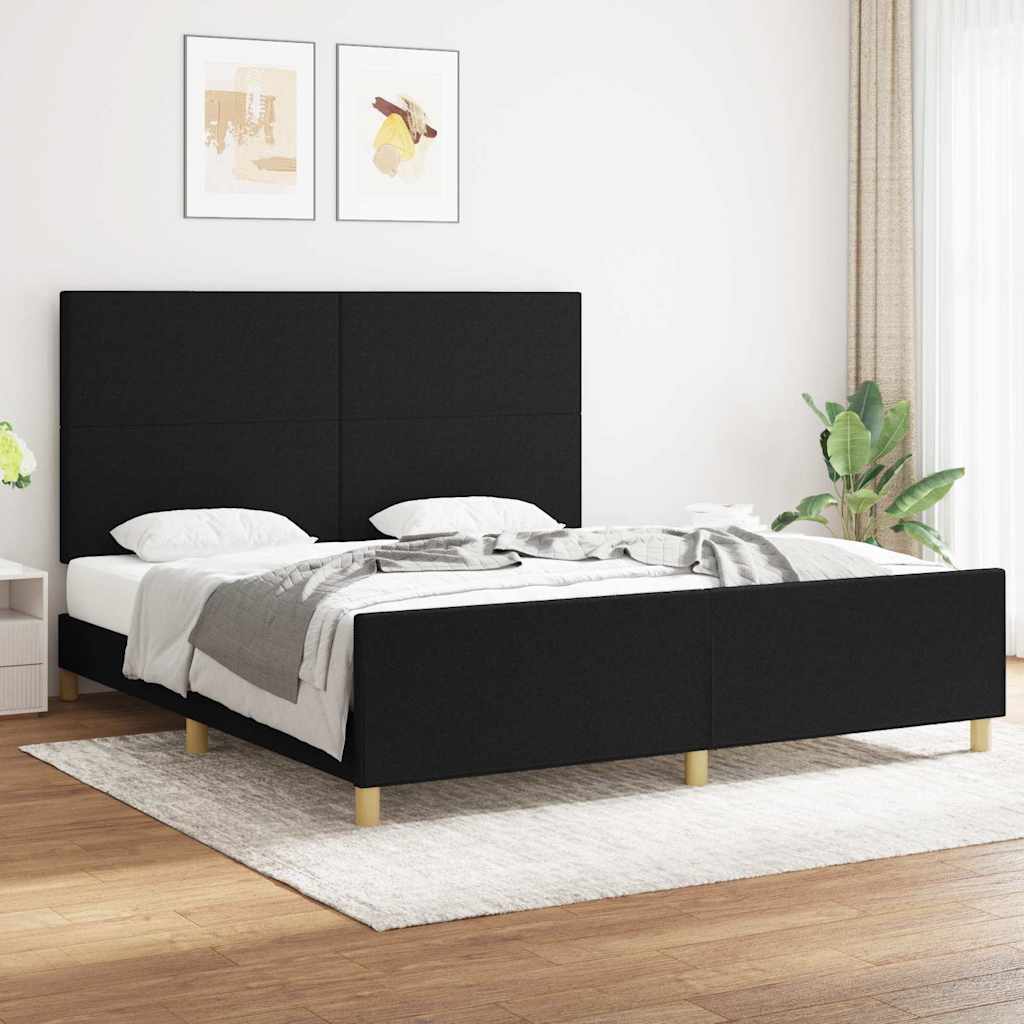 Giroletto senza Materasso Nero 180x200 cm in Tessuto
