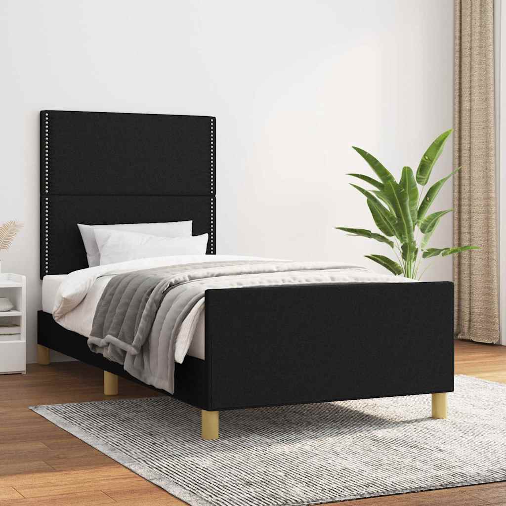 Giroletto senza Materasso Nero 100x200 cm in Tessuto