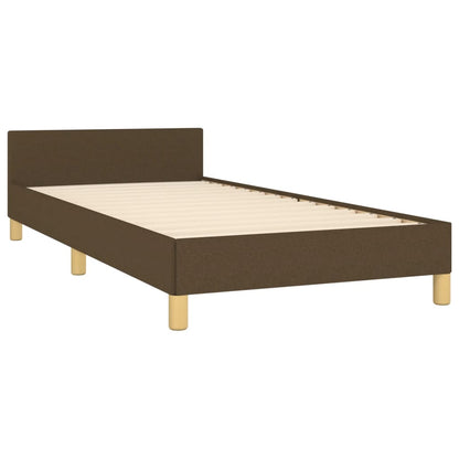 Bedframe with Dark Brown Headboard 90x200 cm in Fabric