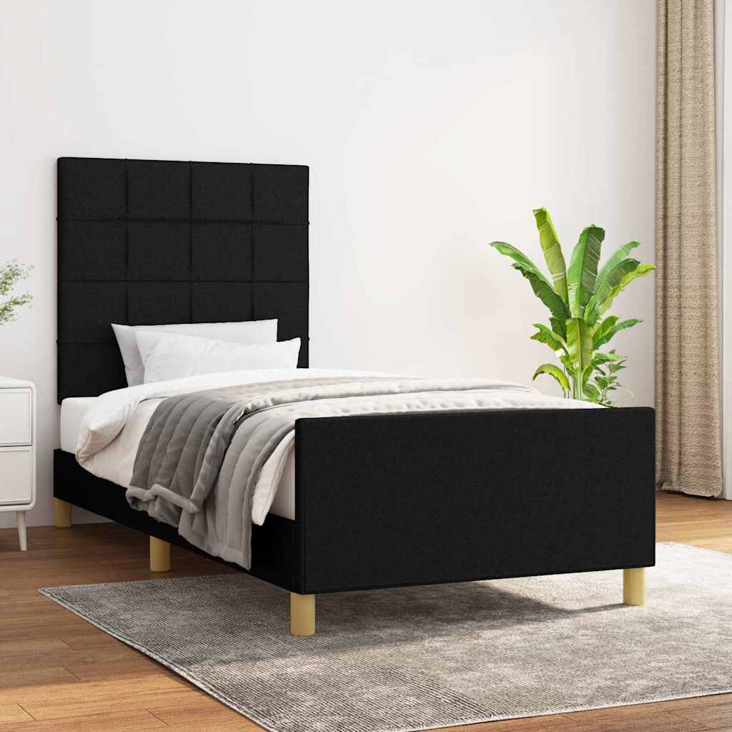 Giroletto senza Materasso Nero 100x200 cm in Tessuto